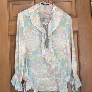 Zara Chiffon Ruffle Blouse 🌸 Sz S
